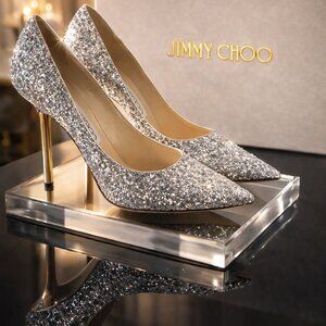 GENTLY WORN ONCE JIMMY CHOO GLITTER PUMPS - SIZE 36/6
